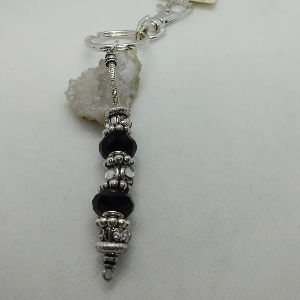 Lolo black and silver‎ Murano keychain nwt